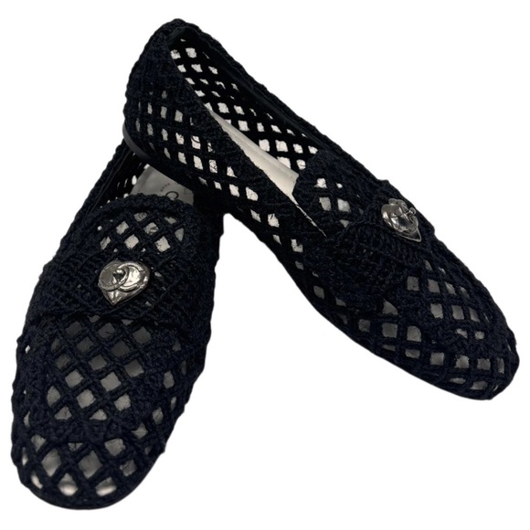 CHANEL Shoes - New with box CHANEL Black Crochet Loafers with Heart interlocking, size 37,5